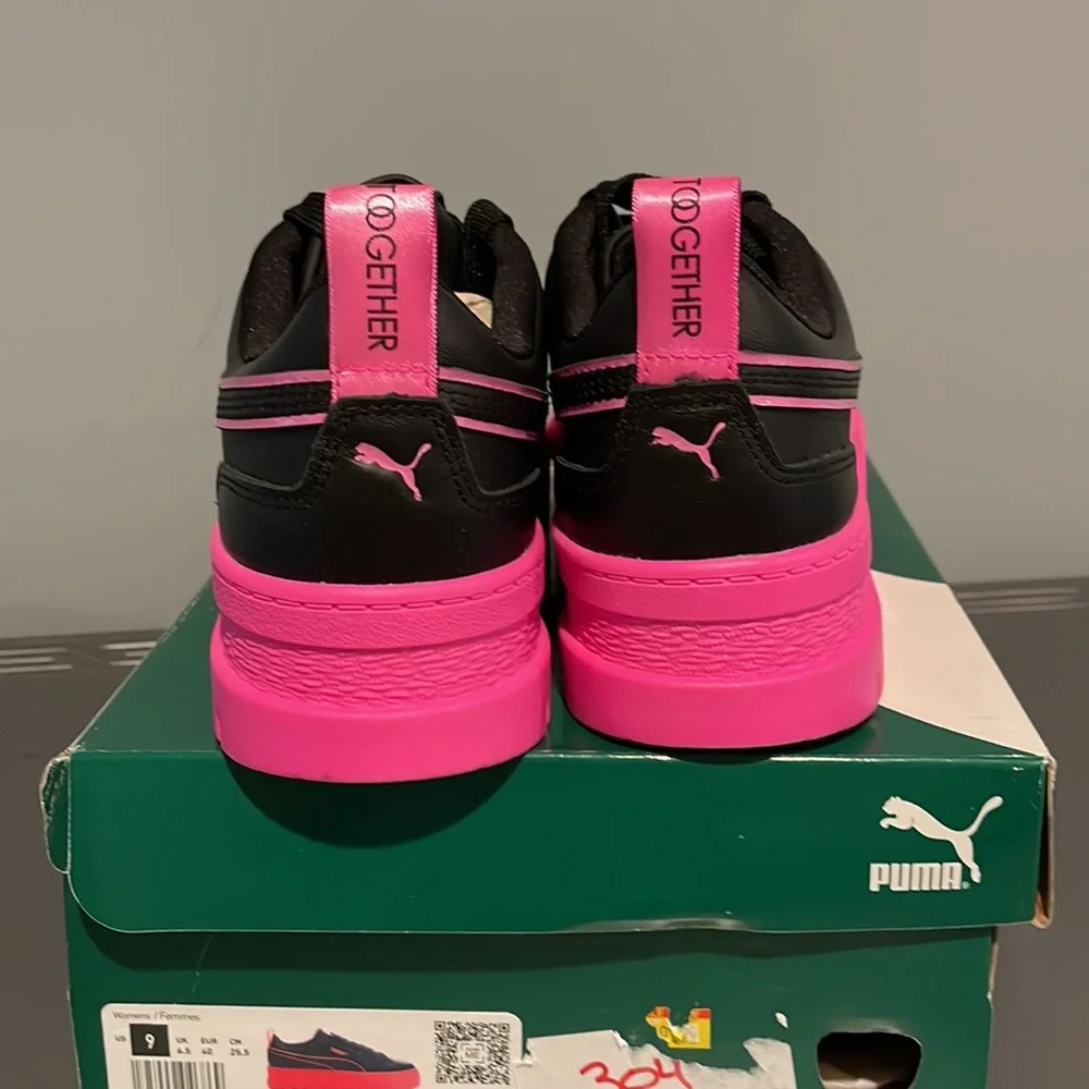 Puma Women's Black and Pink Platform Sneakers - Picture 2 of 6